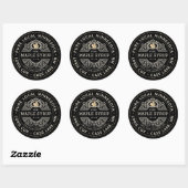 Sticker Rond Nom d'État Gold Leaf Maple Sirop Black (Feuille)