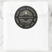 Sticker Rond Nom d'État Gold Leaf Maple Sirop Black (Sac)