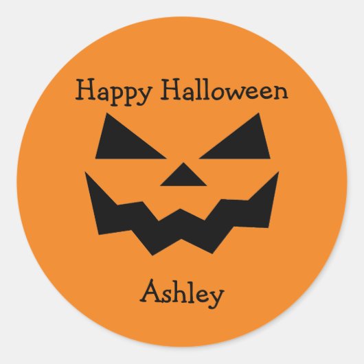 Sticker Rond Nom d'Halloween classique visage Jack-o-lanterne (Devant)