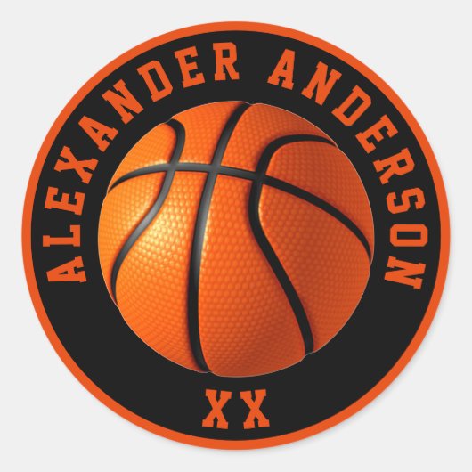 Sticker Rond Nom du basket-ball et Jersey Personnaliser (Devant)
