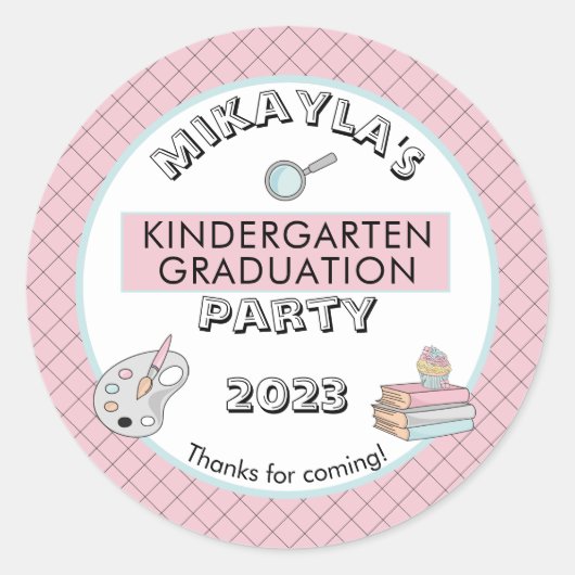Sticker Rond Nom du diplôme de la maternelle | Année | École (Devant)