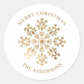 Sticker Rond Nom du flocon de neige Gold de Noël (Devant)