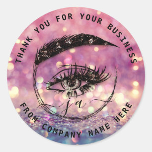 Sticker Rond Nom du logo Eyelash Holographe Web Monogramme de r