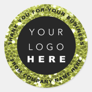 Sticker Rond Nom du logo Merci Web Fresh Green Shop Parties sci