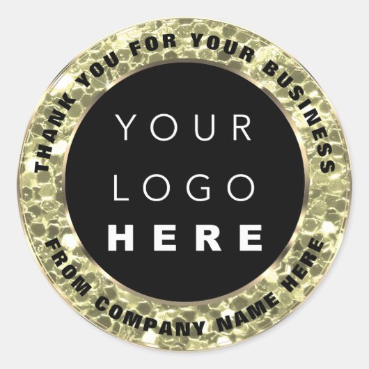 Sticker Rond Nom du logo Merci Web Gold Faux Mint Green (Devant)