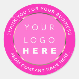 Sticker Rond Nom du logo Merci Web Gold Rose Fuchsia