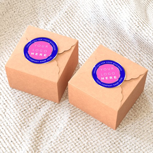 Sticker Rond Nom du logo Merci Web Gold Rose Royal Blue