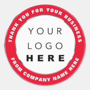 Sticker Rond Nom du logo Merci Web Rouge Argent gris blanc Clas