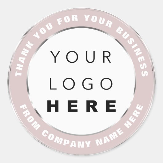 Sticker Rond Nom du logo Merci Web Shopping Gris Silver Blush (Devant)