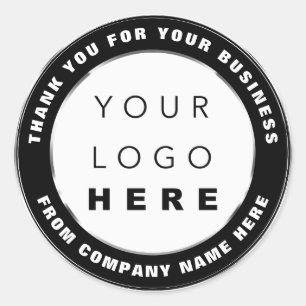 Sticker Rond Nom du logo Merci Web Shopping noir blanc