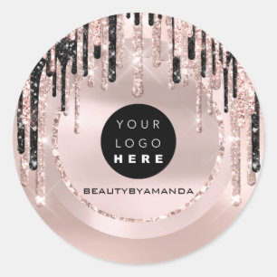 Sticker Rond Nom du logo Parties scintillant du Rose de maquill