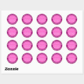 Sticker Rond Nom du logo Web Merci Gold Frame rose Fuchsia (Feuille)