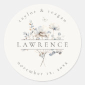 Sticker Rond Nom du Mariage d'aquarelle Fleur sauvage de précis (Devant)