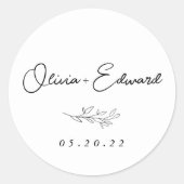 Sticker Rond Nom du Mariage de Foliage moderne (Devant)