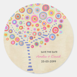 Sticker Rond Nom du Mariage de l'arbre Enregistrer l'autocollan