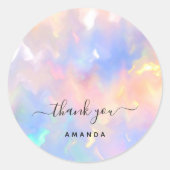 Sticker Rond Nom du Merci 16e Holographe rose nuptiale Unicorne (Devant)