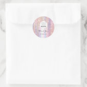 Sticker Rond Nom du Merci 16e Rose nuptial Holographe QrCode (Sac)