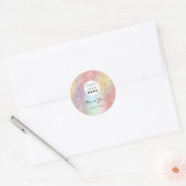 Sticker Rond Nom du Merci 16e Rose nuptial Holographe QrCode (Enveloppe)