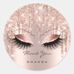 Sticker Rond Nom du Merci 16e Rose nuptiale Parties scintillant
