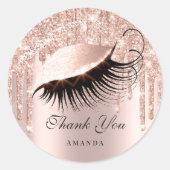 Sticker Rond Nom du Merci 16e Rose nuptiale Parties scintillant (Devant)