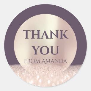 Sticker Rond Nom du Merci ClassyRose Blush Purple SkinGlitter