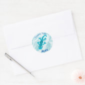 Sticker Rond Nom du Merci Cute Blue Gecko Lizard (Enveloppe)