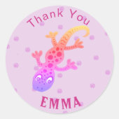 Sticker Rond Nom du Merci Cute Gecko Lizard (Devant)