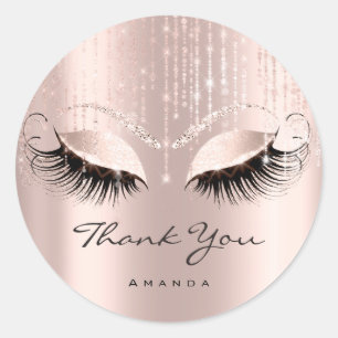 Sticker Rond Nom du Merci Eyelash Rose marié Sweet 16e