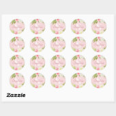 Sticker Rond Nom du monogramme Aquarelle rose Floral (Feuille)
