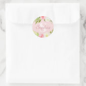 Sticker Rond Nom du monogramme Aquarelle rose Floral (Sac)