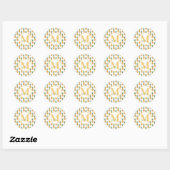 Sticker Rond Nom du monogramme d'ananas tropique classique Rou (Feuille)