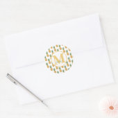 Sticker Rond Nom du monogramme d'ananas tropique classique Rou (Enveloppe)