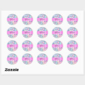 Sticker Rond Nom du monogramme d'iridescendance rose-fille (Feuille)