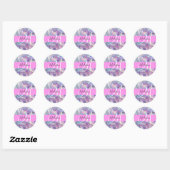 Sticker Rond Nom du monogramme d'iridescendance rose-fille (Feuille)