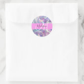 Sticker Rond Nom du monogramme d'iridescendance rose-fille (Sac)