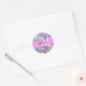 Sticker Rond Nom du monogramme d'iridescendance rose-fille (Enveloppe)