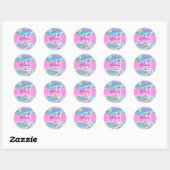 Sticker Rond Nom du monogramme d'iridescendance rose-fille (Feuille)