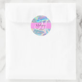 Sticker Rond Nom du monogramme d'iridescendance rose-fille (Sac)