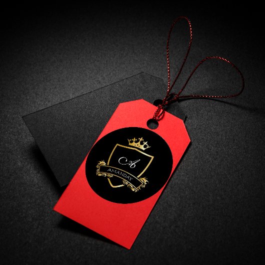 Sticker Rond Nom du monogramme Gold Royal Mariage Classement or