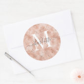Sticker Rond Nom du monogramme personnalisé Faux Rose Gold Part (Enveloppe)