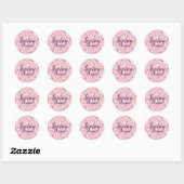 Sticker Rond Nom du monogramme rose et corail (Feuille)