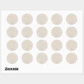 Sticker Rond Nom du monogramme Script Enveloppe initiale de crè (Feuille)