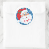 Sticker Rond Nom du Père Noël avec enfant (Sac)