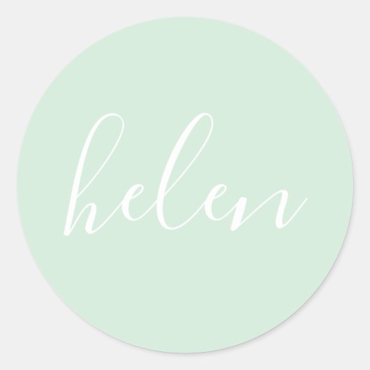 Sticker Rond Nom du script Mention personnalisée Vert Élégant (Devant)