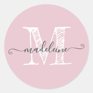 Sticker Rond Nom du script moderne Monogramme Parfait initial r