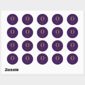 Sticker Rond Nom Du Script Monogramme Personnalisé Purple Et Or (Feuille)