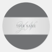 Sticker Rond Nom élégant & Monogramme Lettrage (ou autre texte) (Devant)