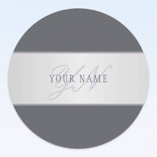 Sticker Rond Nom élégant & Monogramme Lettrage (ou autre texte)
