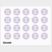 Sticker Rond Nom en écriture violet pâle gras Monogramme (Feuille)