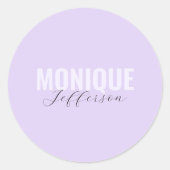 Sticker Rond Nom en gras Script moderne Lavande Lavande Monogra (Devant)